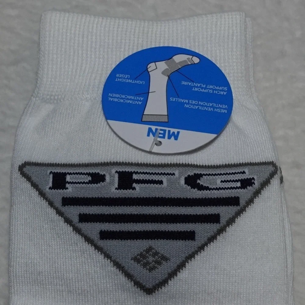 PACK OF 3 Columbia PFG Crew Socks Men's 6-12 White Performance Fishing Gear